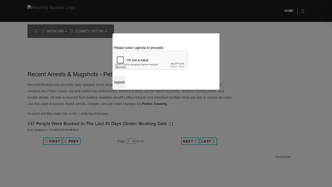 Pettis County, Missouri Mugshots RecentlyBooked.com